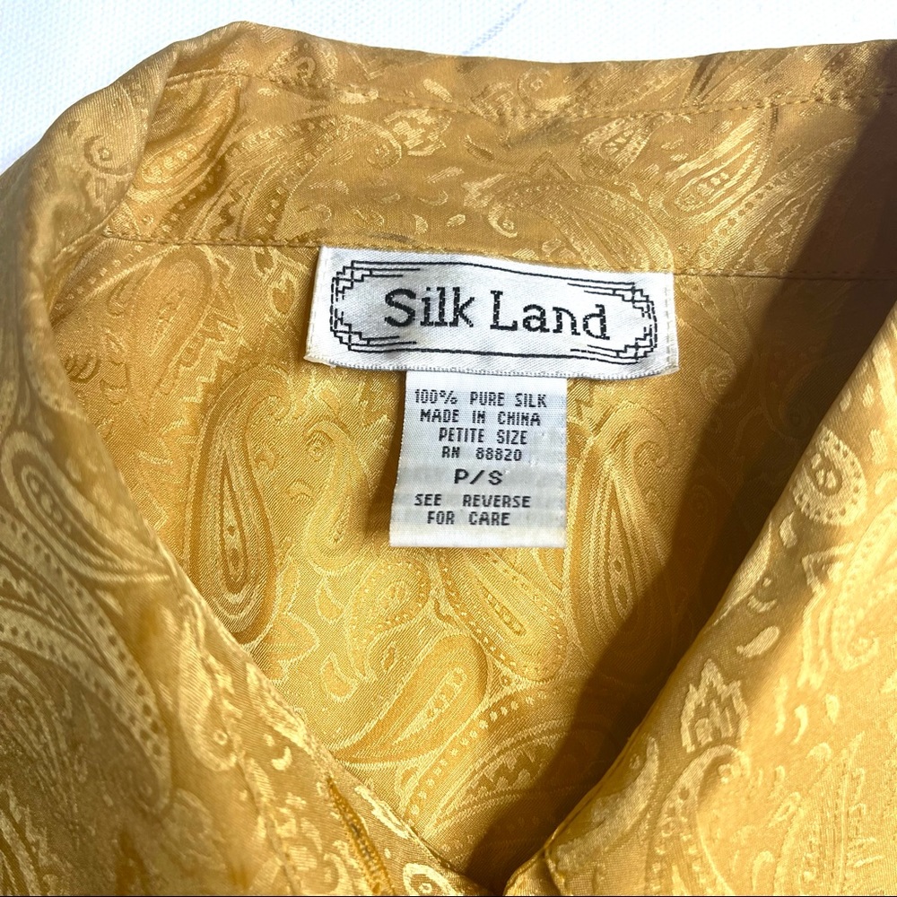 Gold 100% Silk Button Down - Picture 2 of 5
